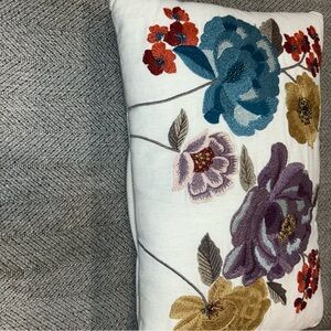 Floral Embroidered Cushion Cover